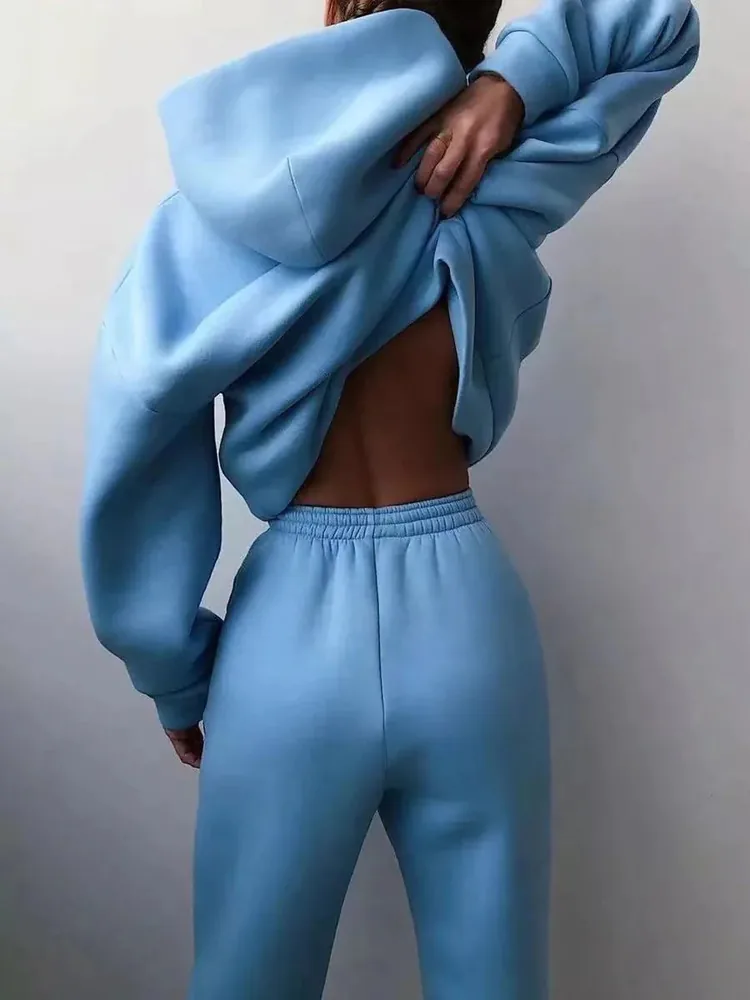Two piece tracksuit set in sky blue